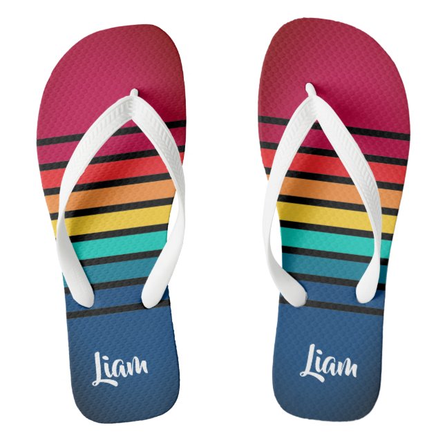 Chic Colourful Stripes Pattern Jandals (Footbed)