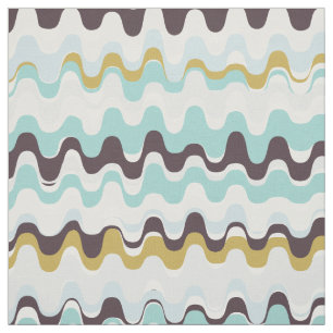 Chic colourful teal brown abstract wave pattern fabric