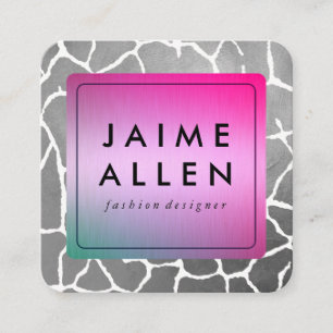 Chic Colourful texture Grey Pattern Square Business Card