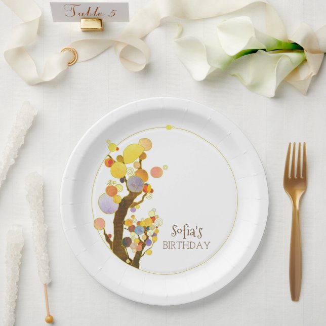Chic Colourful Trees Birthday Party Paper Plate (Wedding)