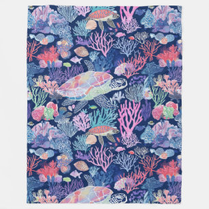 Chic colourful turtle  fleece blanket