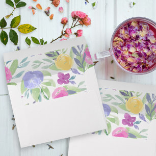 Chic Colourful Watercolor Floral Wedding  Envelope