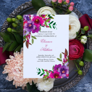Chic Colourful Watercolor Flowers Summer Wedding Invitation