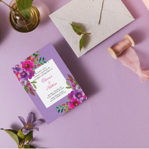 Chic Colourful Watercolor Flowers Summer Wedding Invitation