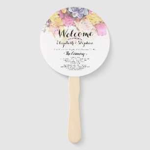 Chic Colourful Watercolor Flowers Wedding Programs Hand Fan