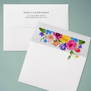 Chic colourful wildflowers wedding envelope