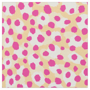 Chic colourful yellow pink cheetah print polka dot fabric