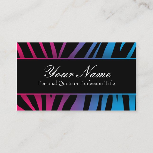 Chic Colourful Zebra Stripes Business Cards (Front)