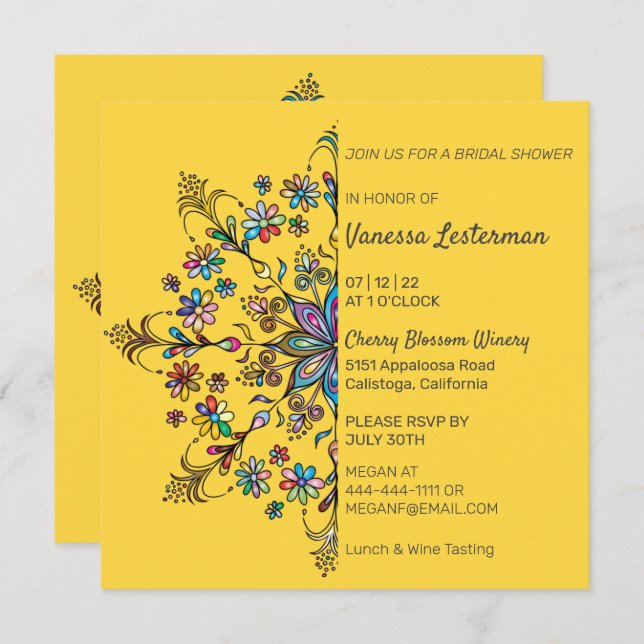 Chic Colours Mandala Bridal Shower Invitation (Front/Back)