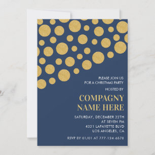 Chic Company Christmas Party  Gold Navy  Invitation