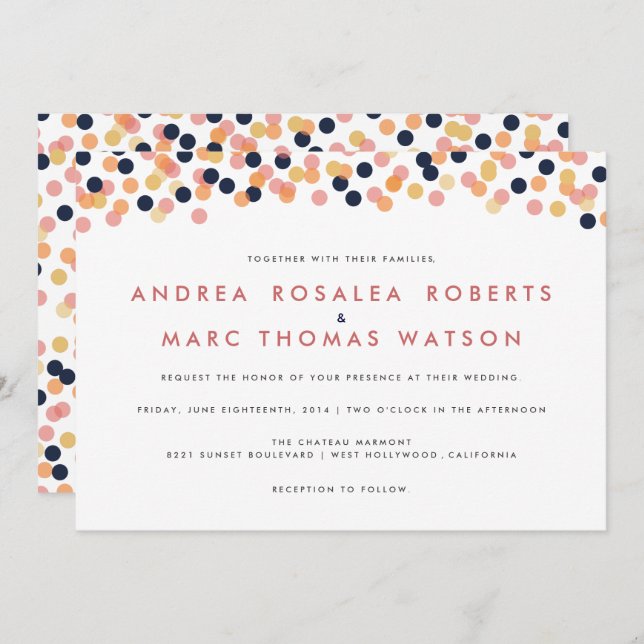 Chic Confetti Shower Wedding Invitations (Front/Back)