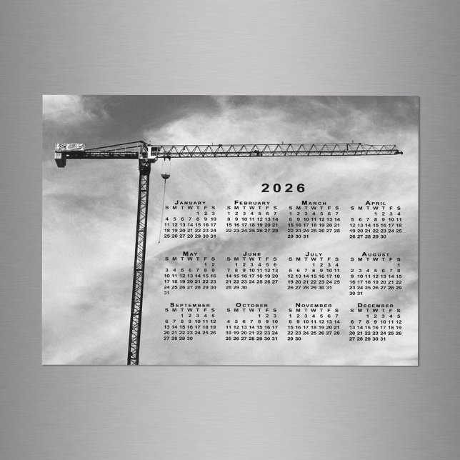 Chic Construction Crane Photo 2026 Calendar Magnet (Chic Construction Crane Photo 2026 Calendar Magnet in situ)