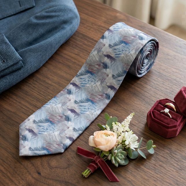 Chic Contemporary Grey Violet Purple Blue Art Tie (Creator Uploaded)