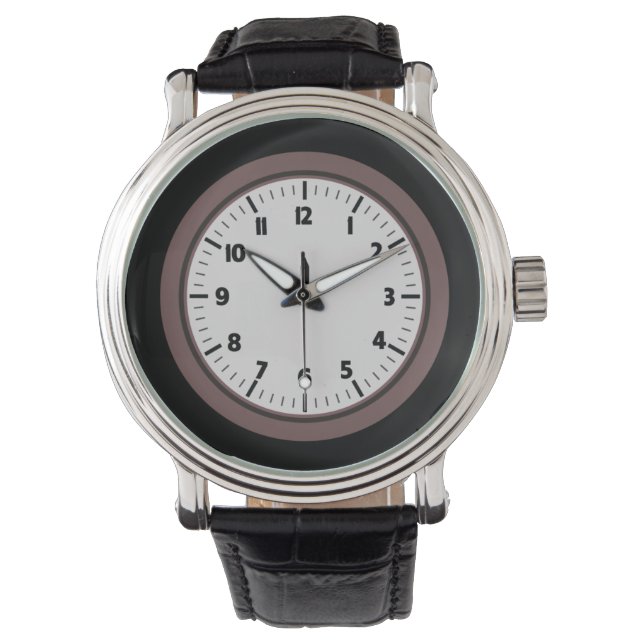 Chic Contemporary Teal Black Men's Leather Watch (Front)