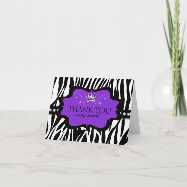 Chic Contemporary Zebra Thank You Card (Front)
