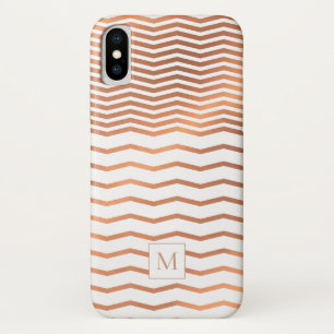 Chic Copper and Rose Gold Foil Chevron Monogram Case-Mate iPhone Case