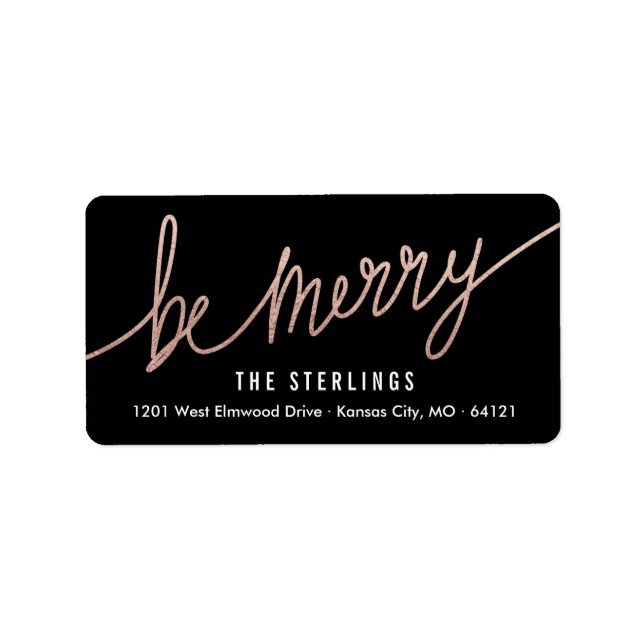 Chic Copper Foil Christmas Return Address Labels (Front)