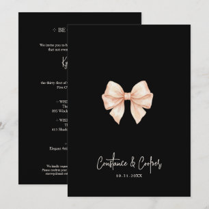 Chic Coquette Black Pink Bow Wedding TLW26 Invitation