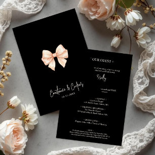 Chic Coquette Black Pink Bow Wedding TLW26 Invitation