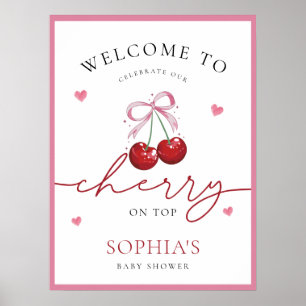Chic Coquette Cherry on Top Baby Shower Sign