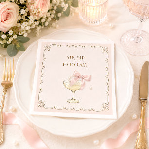 Chic Coquette Pearls & Prosecco Bridal Shower Napkin