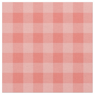 Chic Coral Gingham Plaid Pattern Fabric