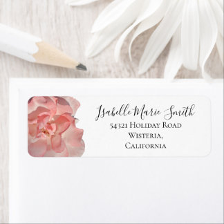 Chic Coral Pink Rose Floral White Return Address