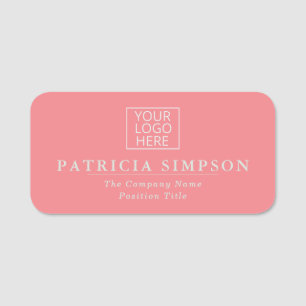 Chic Coral Pink with Mint Grey Soft Feminine Charm Name Tag