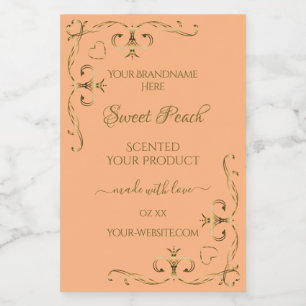 Chic Coral Rose Product Labels Gold Ornate Corners