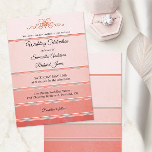 Chic Coral Striped Tonne sur Tonne Wedding Invitat Invitation