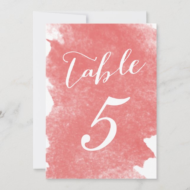 CHIC CORAL WATERCOLOR TABLE NUMBER CARDS (Front)