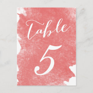 CHIC CORAL WATERCOLOR TABLE NUMBER CARDS