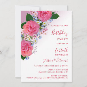 Chic Corner Floral Decorative Birthday Invitation