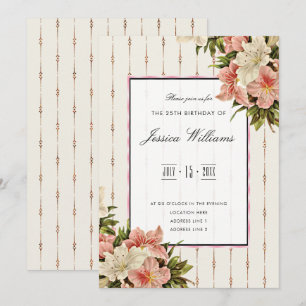 Chic Corner Lilies & Gold 25th Birthday Invitation