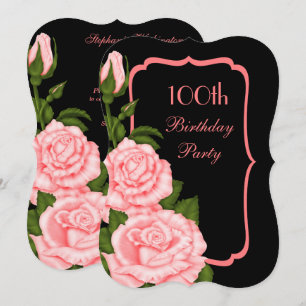 Chic Corner Red Roses 100th Birthday Invitation
