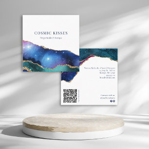 Chic Cosmic Stars Galaxy Business QR Code Social  Square Business Card