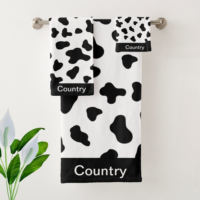 Chic Country Black and White Cow Pattern  Bath Towel Set (Creator Uploaded)