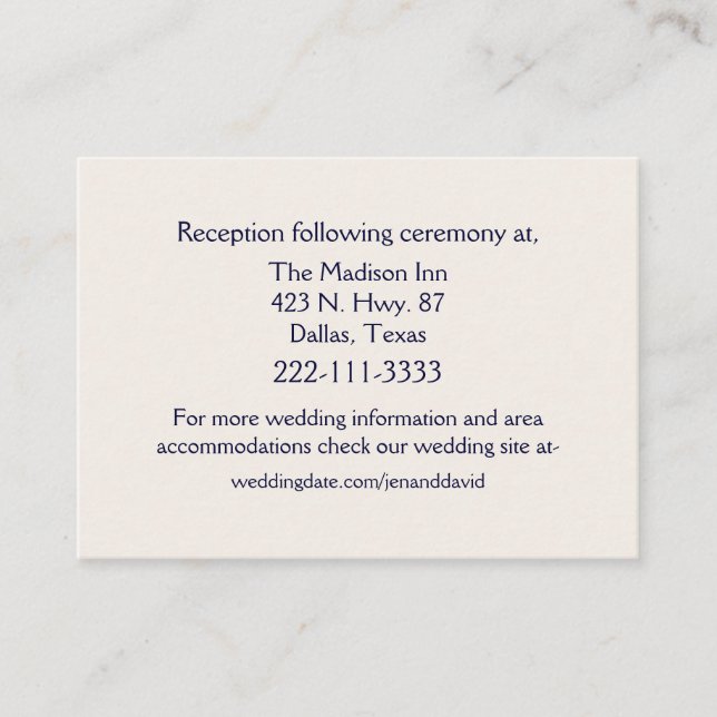 Chic Country Denim & Ivory Wedding Enclosure Card (Front)