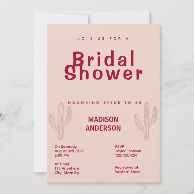 Chic Country Theme Bridal Shower Invitation (Front)