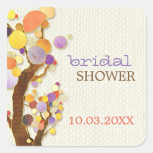Chic Country Trees Autumn Bridal Shower Square Sticker