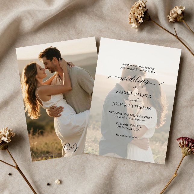 Chic Couple Photo Overlay Wedding Invitation (Creator Uploaded)