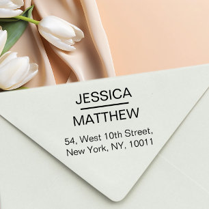Chic Couples Name Wedding Return Address Rubber Stamp