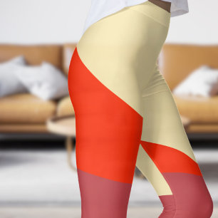 Chic Cream and Red Angles Leggings