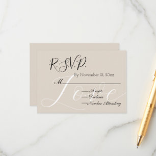 Chic Cream Beige White Love RSVP Enclosure Card