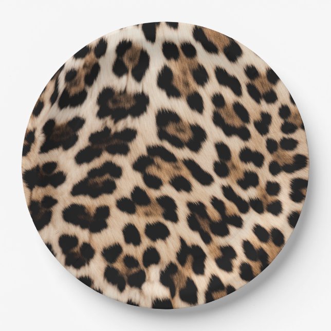 Chic Cream Black Leopard Print Paper Plate (Front)