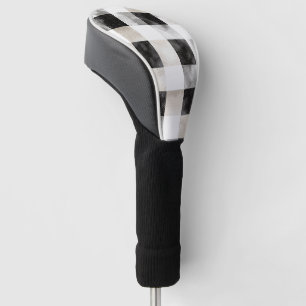 Chic Cream Black Plaid Christmas Golf Head Cover