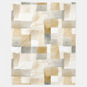 Chic Cream Brown Abstract Fleece Blanket
