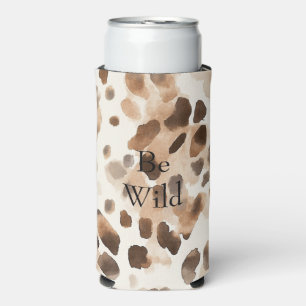 Chic Cream Brown Leopard Animal Print Seltzer Can Cooler