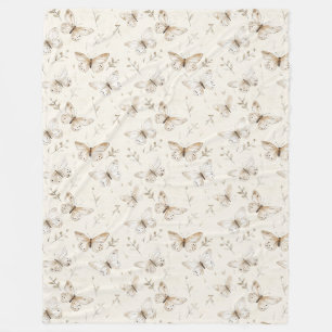 Chic Cream Butterflies Baby Shower Fleece Blanket