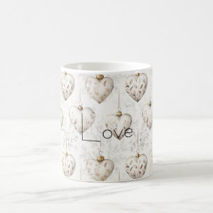 Chic Cream Grey Hearts Ornaments Coffee Mug